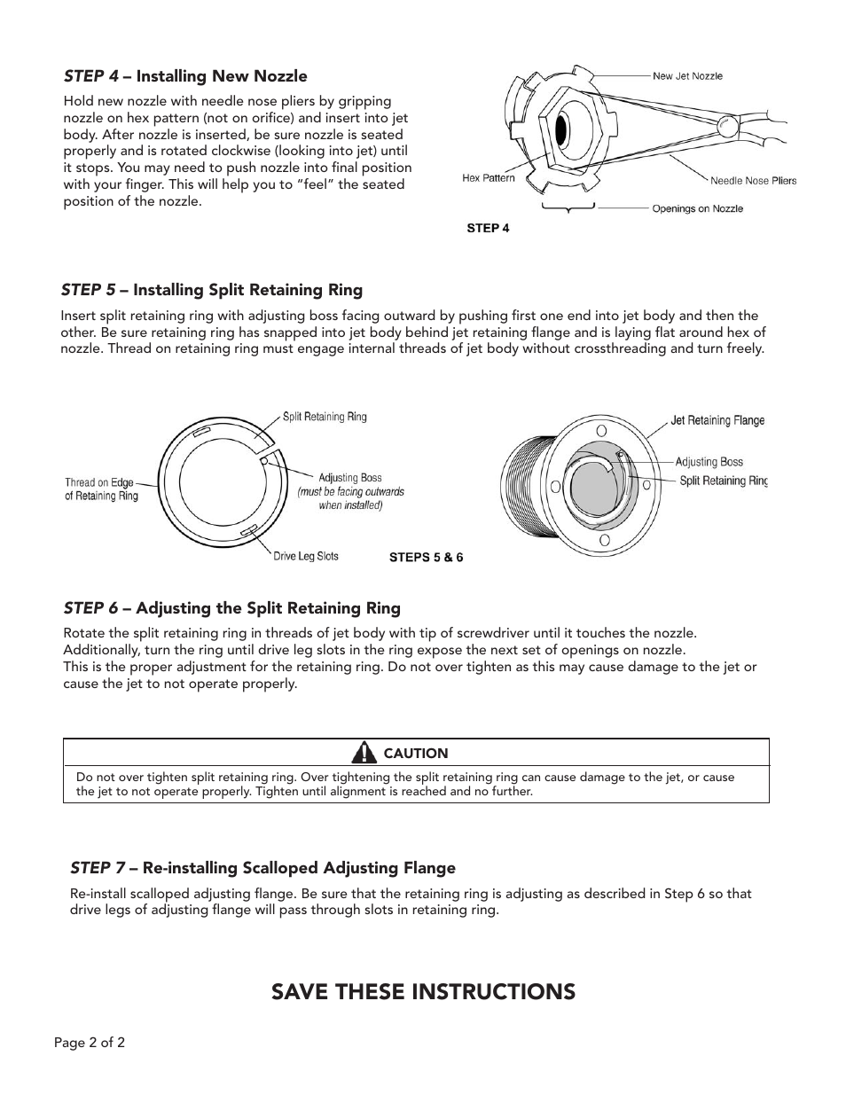 Save these instructions | Balboa Water Group Micro Jet Replacement Nozzle User Manual | Page 2 / 2