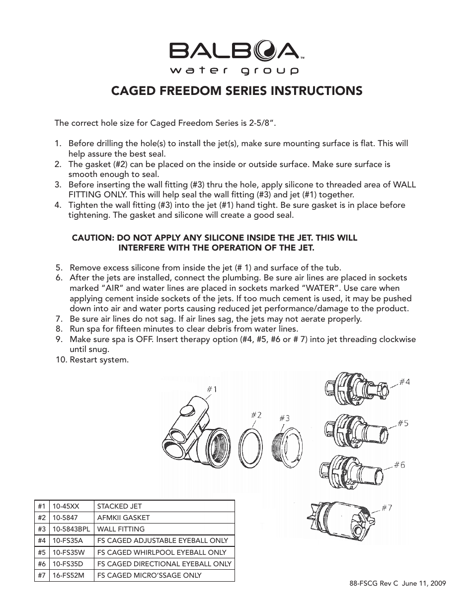 Balboa Water Group Caged Freedom Series User Manual | 1 page