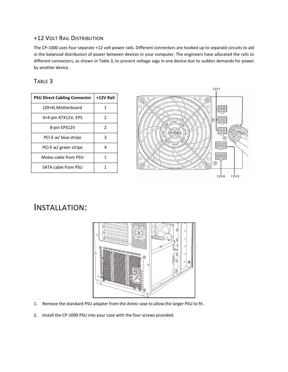 Nstallation | Antec CP-1000 User Manual | Page 5 / 8