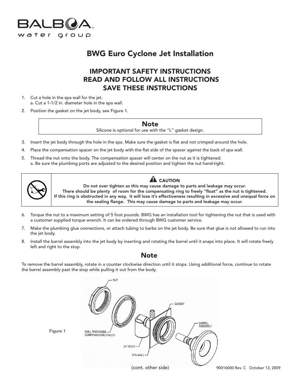 Balboa Water Group Euro Cyclone Jet User Manual | 2 pages