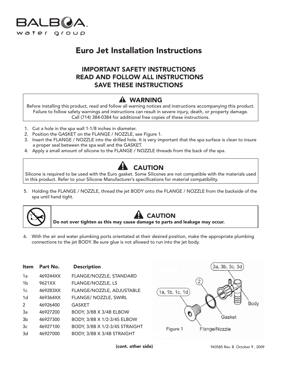 Balboa Water Group Euro Jet User Manual | 2 pages