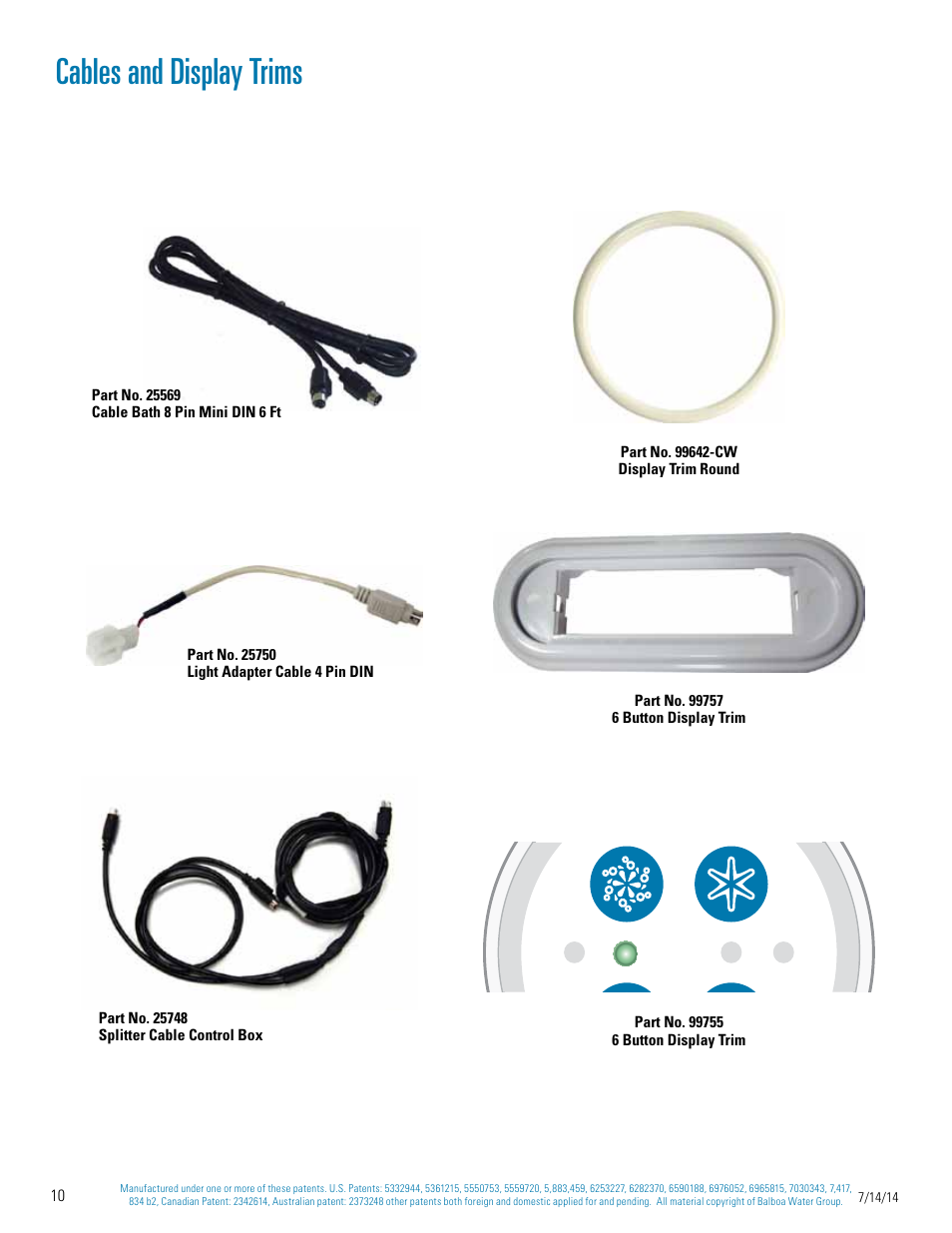 Cables and display trims | Balboa Water Group Titan Bath Control User Manual | Page 10 / 66