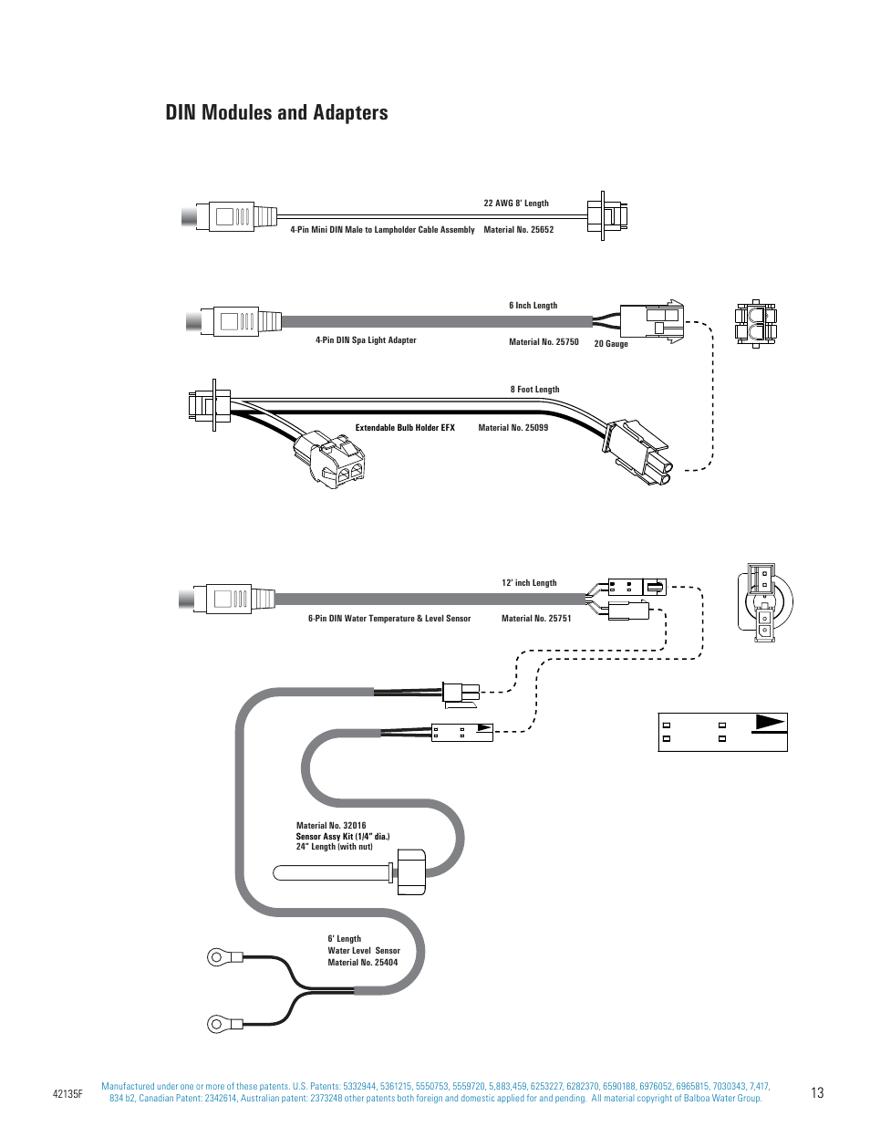 Din cables and splitters, Din modules and adapters, File name | Balboa Water Group Titan Bath Control User Manual | Page 13 / 66