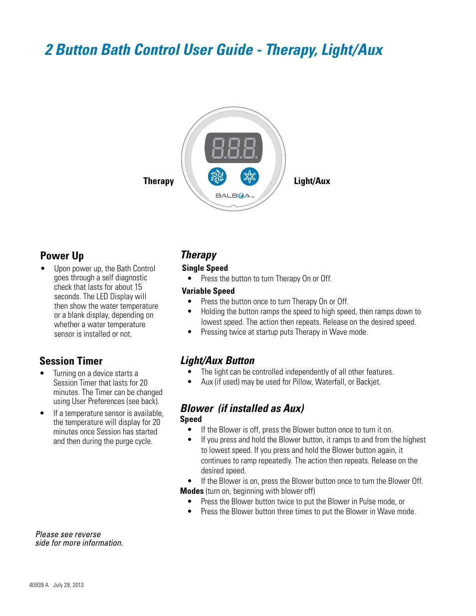 Balboa Water Group Titan Bath Control User Manual | Page 43 / 66