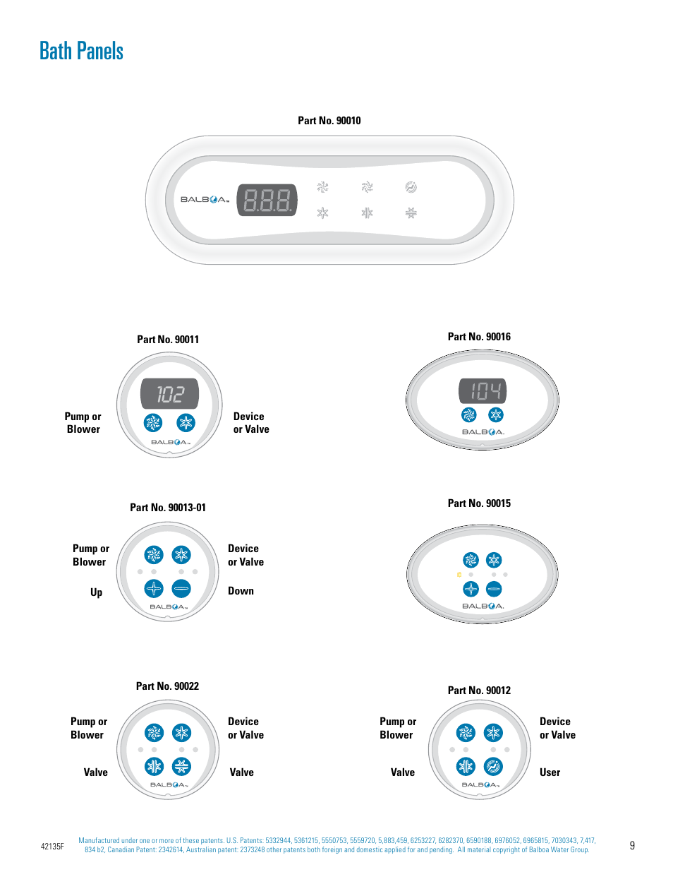 Bath panels | Balboa Water Group Titan Bath Control User Manual | Page 9 / 66