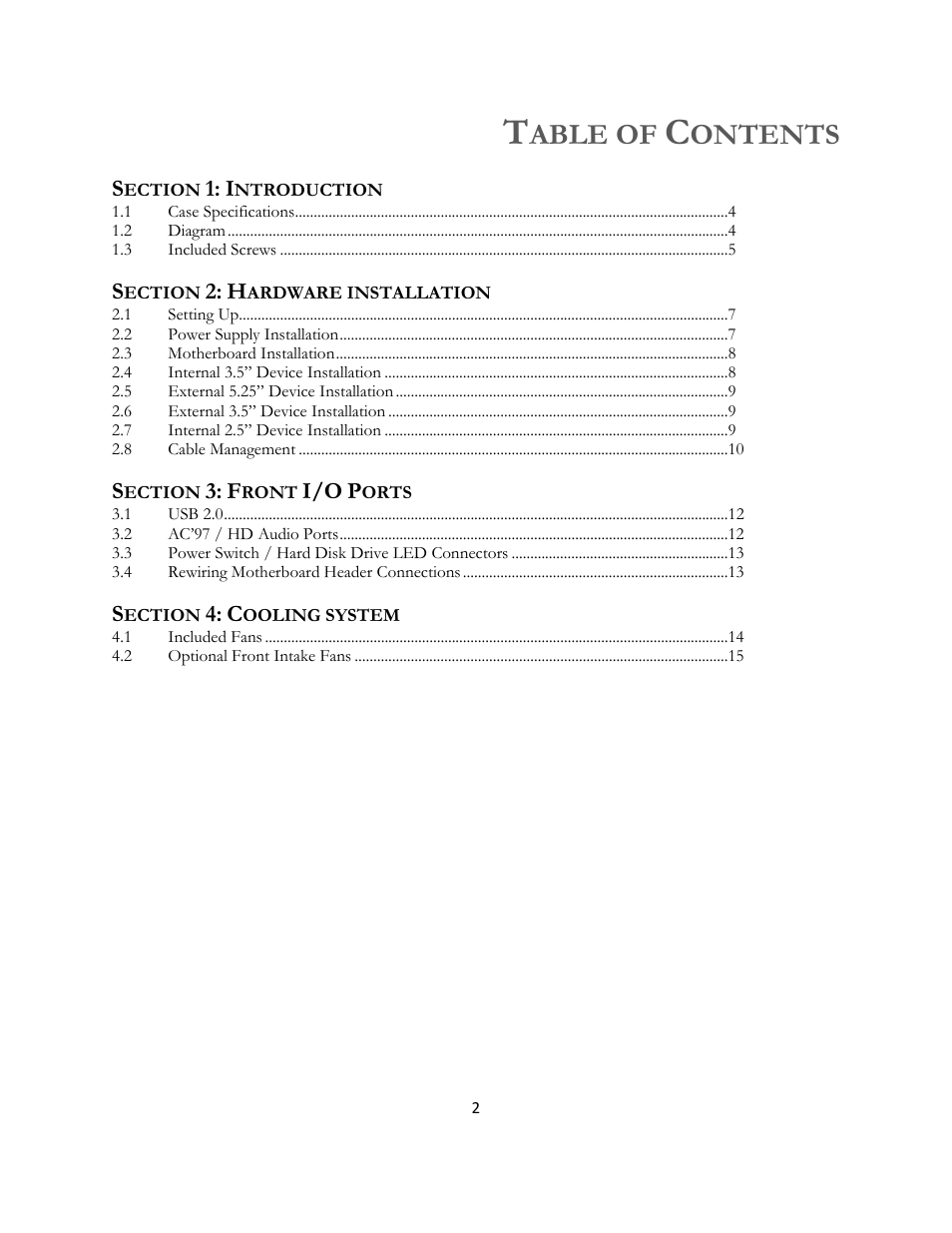 Able of, Ontents | Antec VSK-1000 User Manual | Page 3 / 17