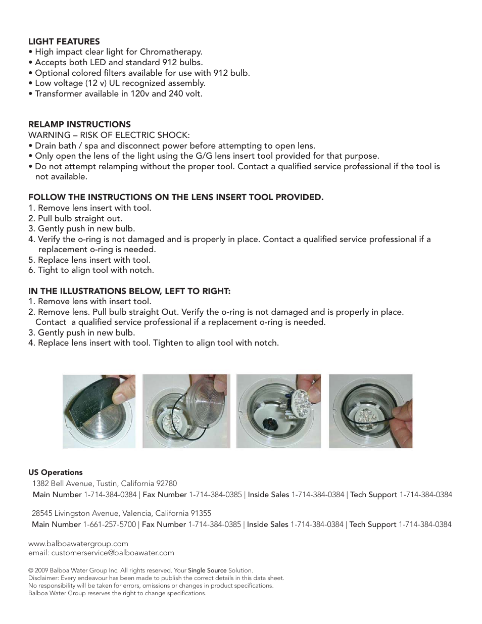 Balboa Water Group 59350 Front Access Light User Manual | Page 2 / 2