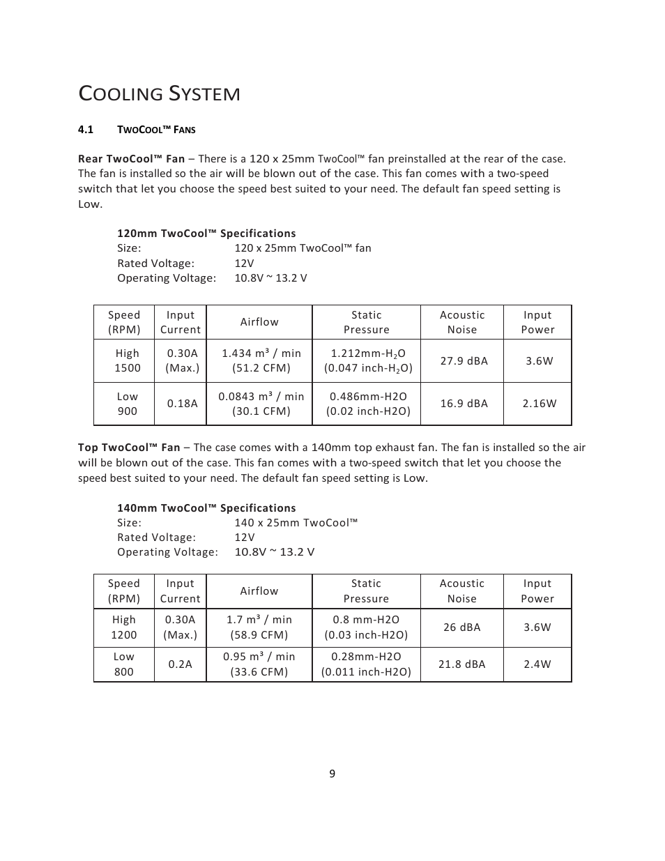Ooling, Ystem | Antec Quiet Computing Two Hundred User Manual | Page 10 / 13