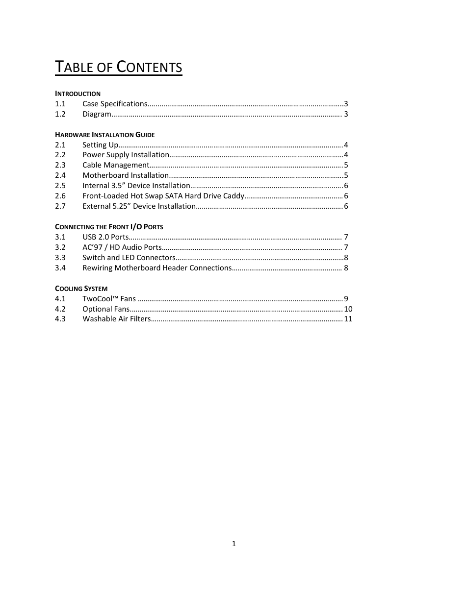 Able of, Ontents | Antec Quiet Computing Two Hundred User Manual | Page 2 / 13