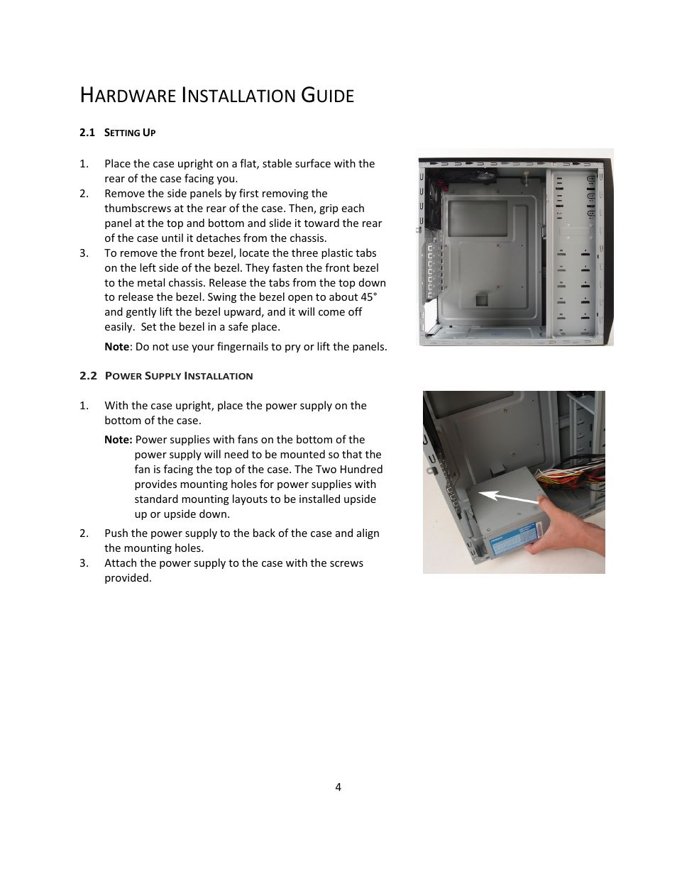 Ardware, Nstallation, Uide | Antec Quiet Computing Two Hundred User Manual | Page 5 / 13