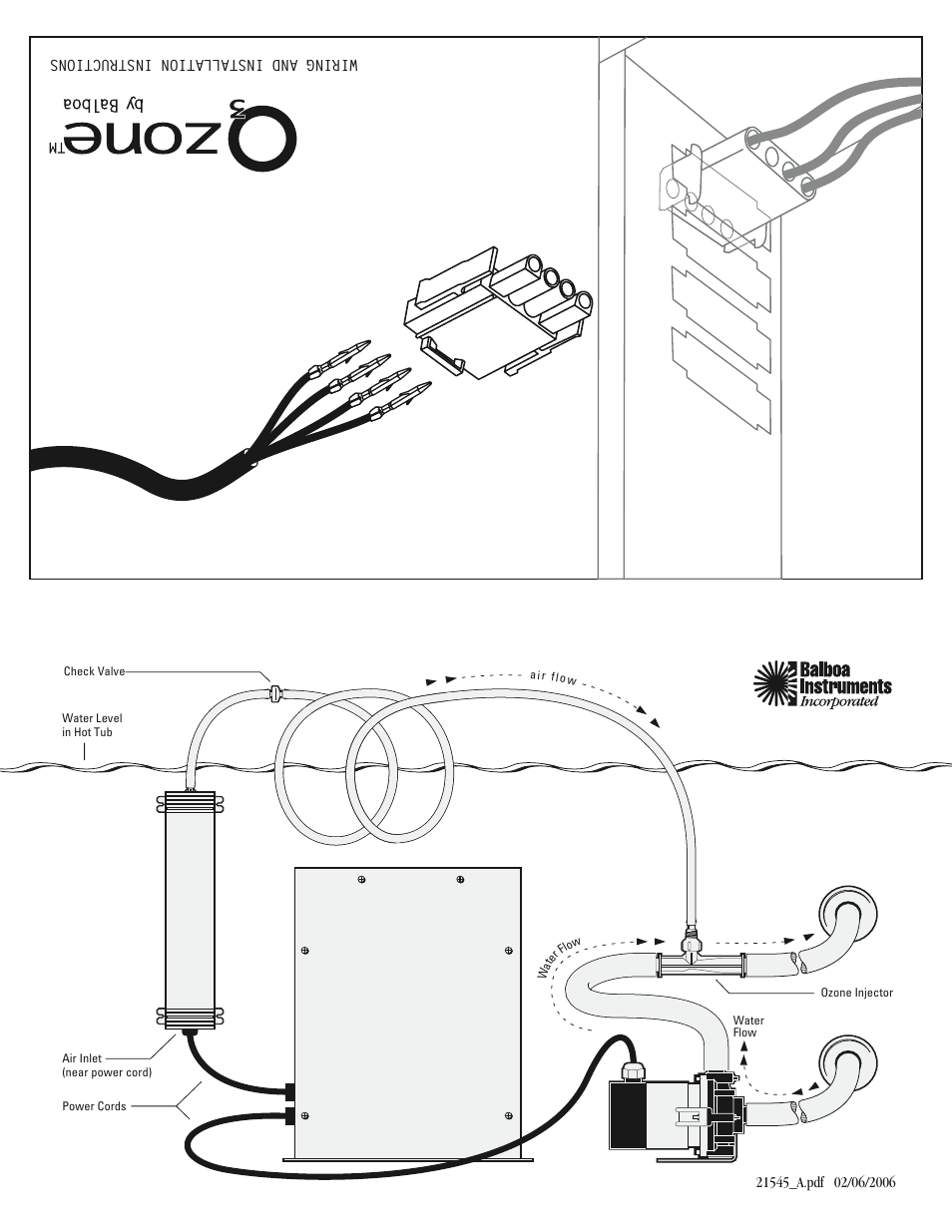 Balboa Water Group Ozone Wiring User Manual | 2 pages