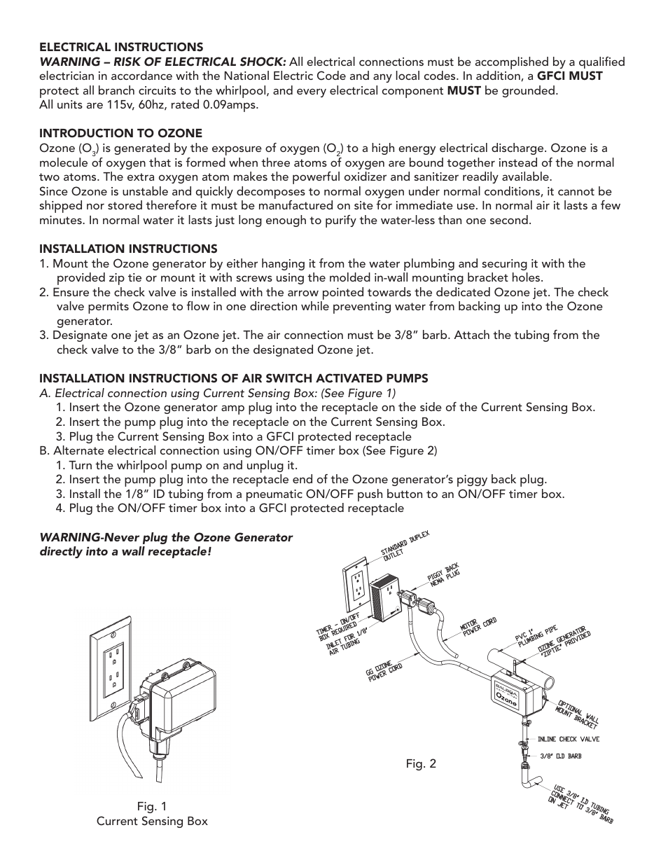 Balboa Water Group Ozone Bath Generator Kit 99815 User Manual | Page 2 / 2