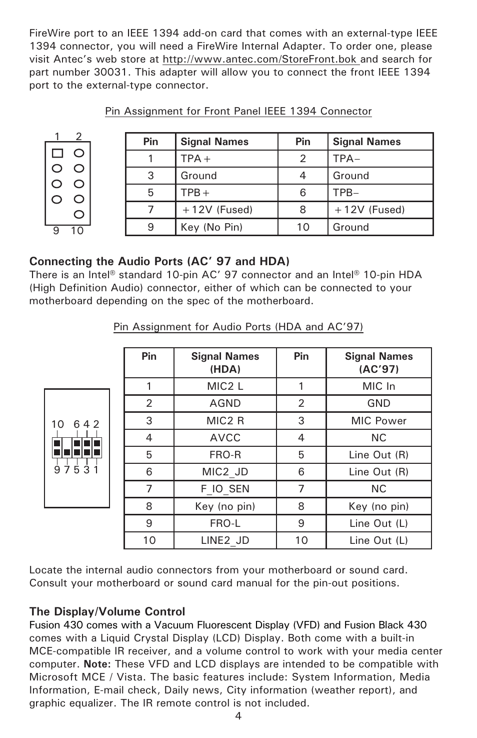 Antec FUSION 430 User Manual | Page 5 / 9