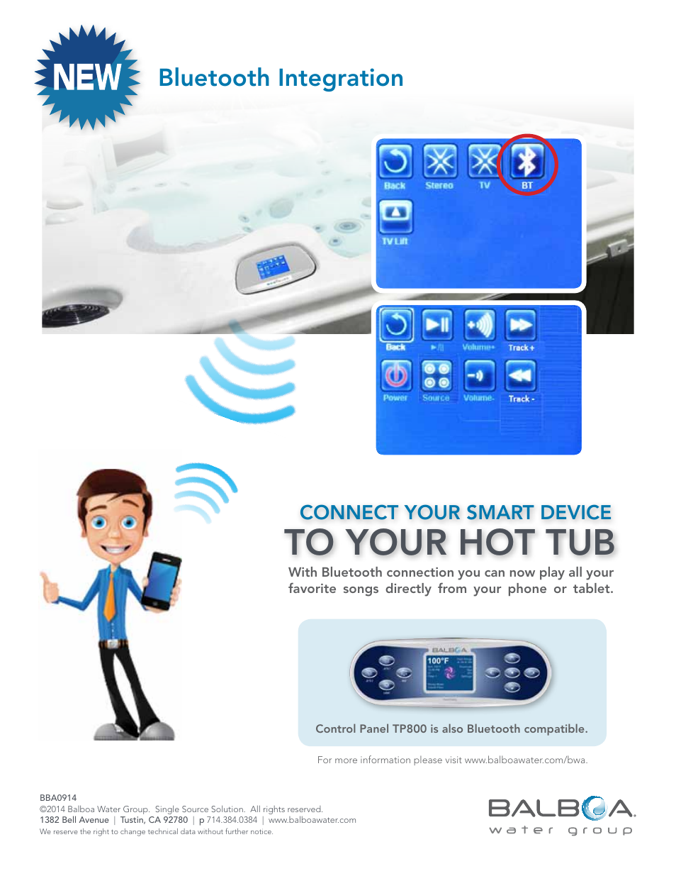 Bluetooth integration, Connect your smart device | Balboa Water Group Balboa Bluetooth Audio User Manual | Page 2 / 11