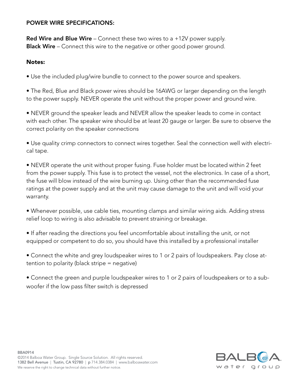 Balboa Water Group Balboa Bluetooth Audio User Manual | Page 6 / 11