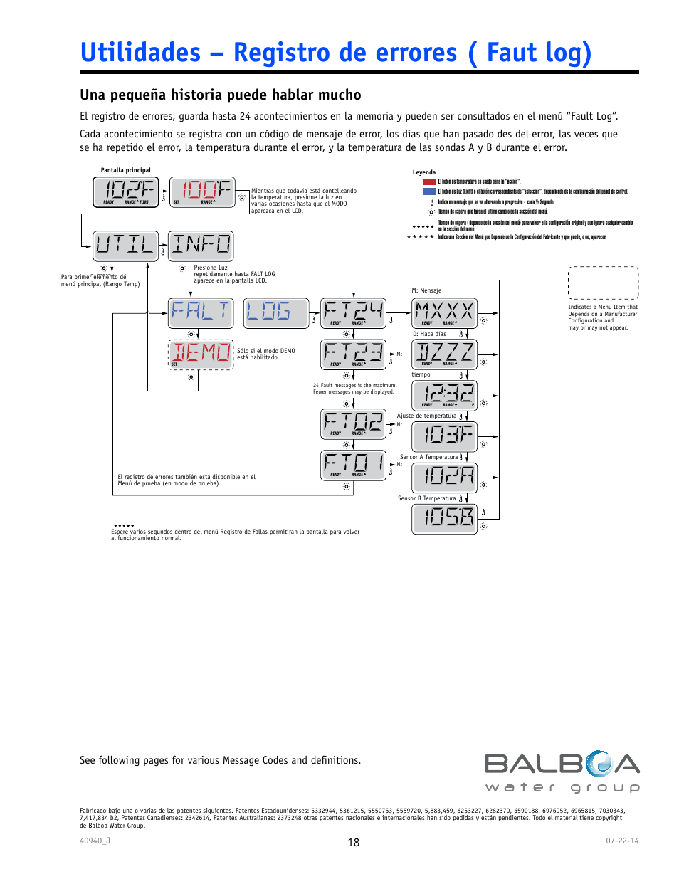 Utilidades – registro de errores ( faut log), Una pequeña historia puede hablar mucho | Balboa Water Group TP600 User Manual | Page 18 / 25
