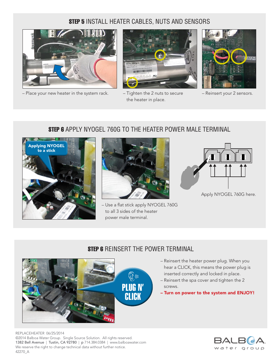 Plug n’ click | Balboa Water Group Plug N' Click Heater with NYROGEL 760G User Manual | Page 2 / 2