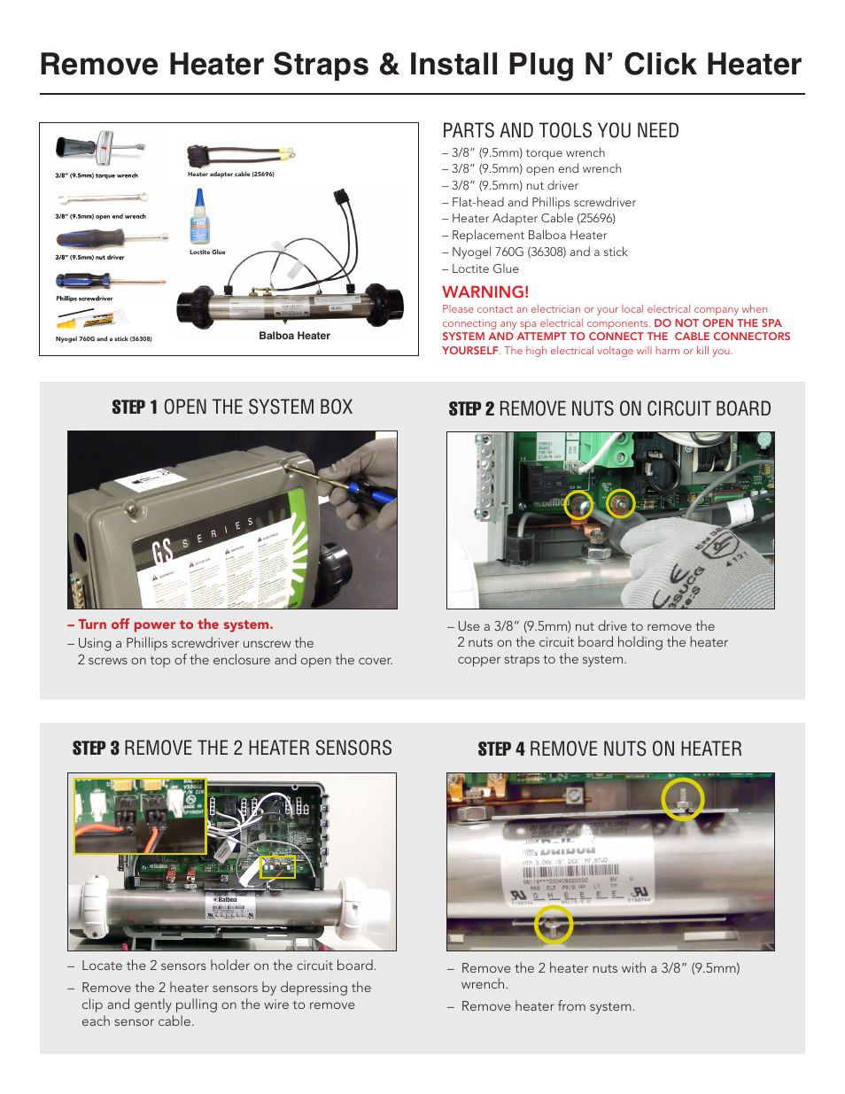 Balboa Water Group Plug N' Click Heater On An Older Spa System User Manual | 2 pages