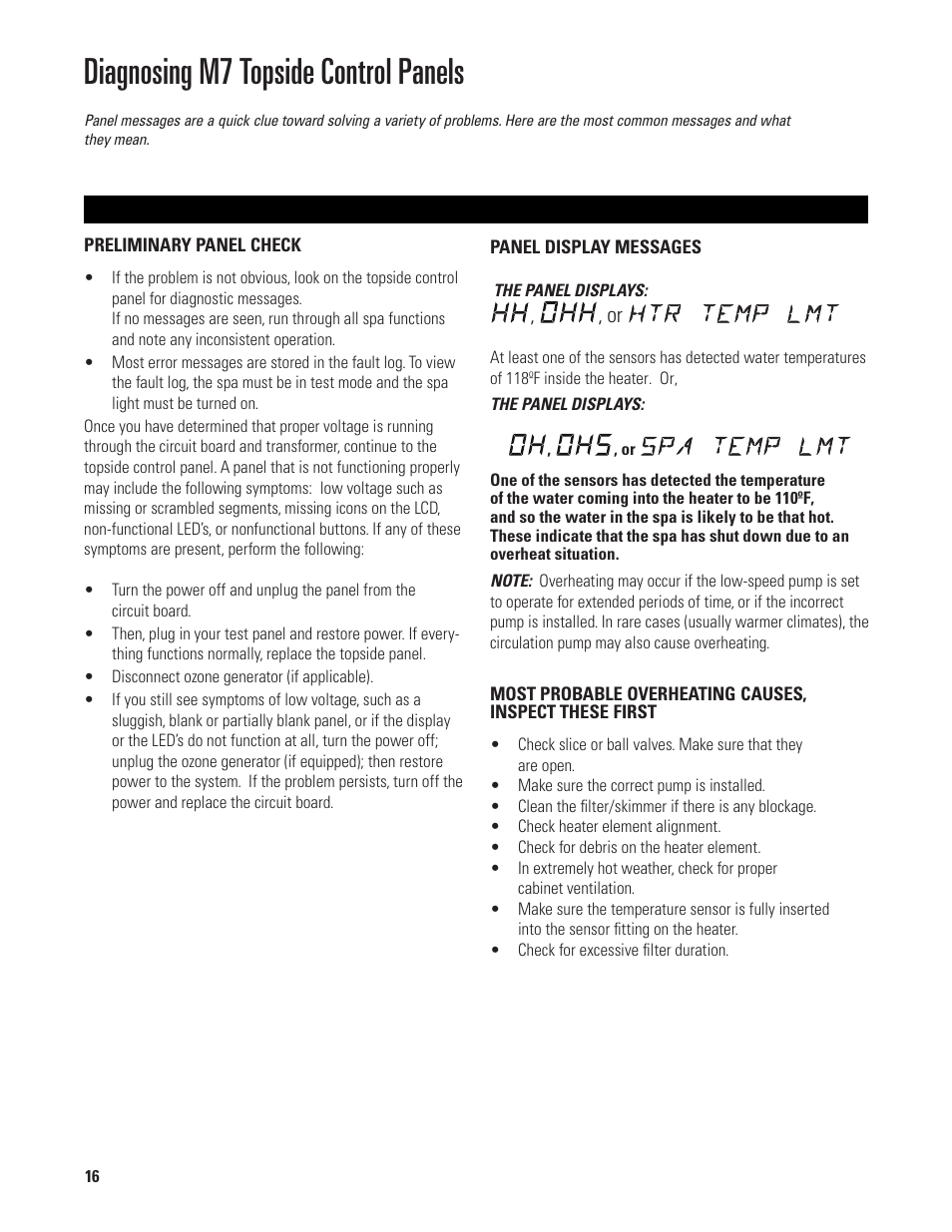 Diagnosing m7 topside control panels | Balboa Water Group EL/VS 120V-240V User Manual | Page 16 / 48