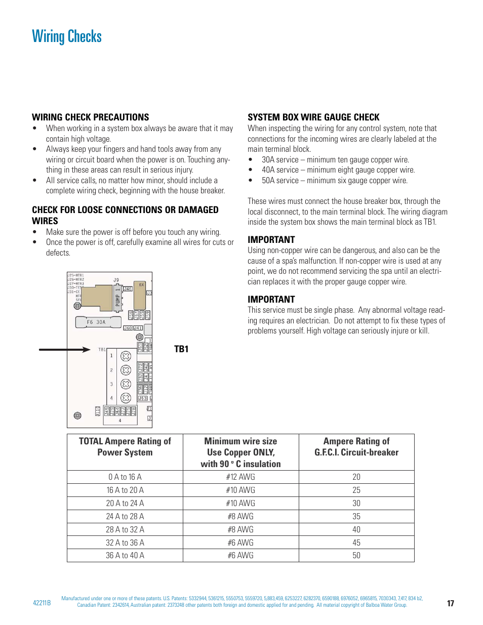 Wiring checks | Balboa Water Group BP 60Hz User Manual | Page 17 / 86