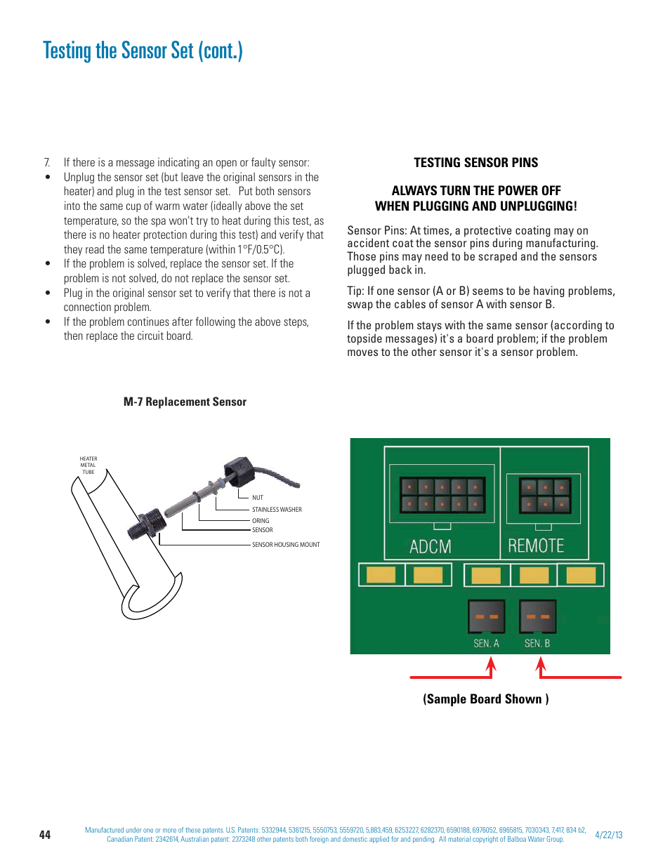 Testing the sensor set (cont.) | Balboa Water Group BP 60Hz User Manual | Page 44 / 86