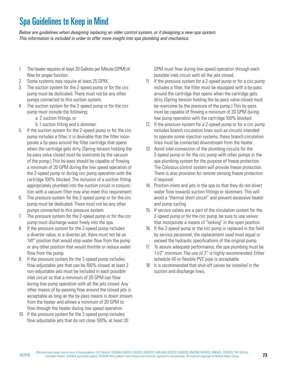 Spa guidelines to keep in mind | Balboa Water Group BP 60Hz User Manual | Page 73 / 86
