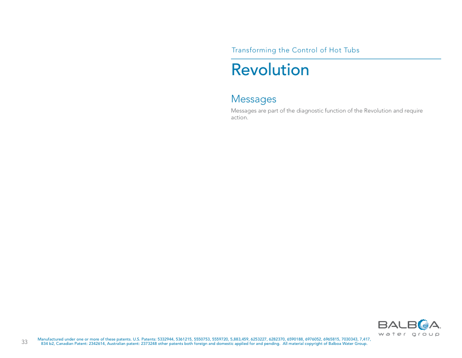 Revolution, Messages | Balboa Water Group Revolution User Manual | Page 33 / 100