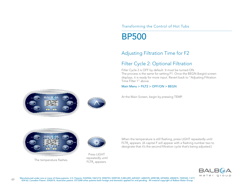 Bp500, Transforming the control of hot tubs, Appears | Balboa Water Group BP500 System User Manual | Page 49 / 74