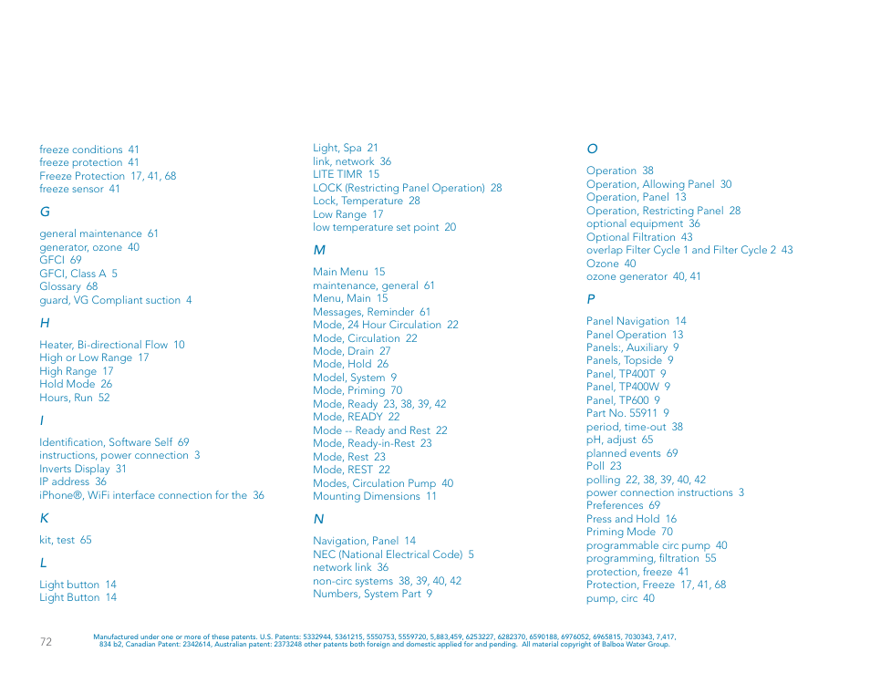 Balboa Water Group BP500 System User Manual | Page 72 / 74