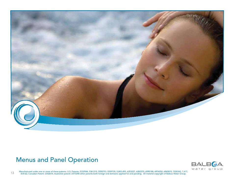 Revolution, Menus and panel operation | Balboa Water Group Revolution User Manual | Page 13 / 74