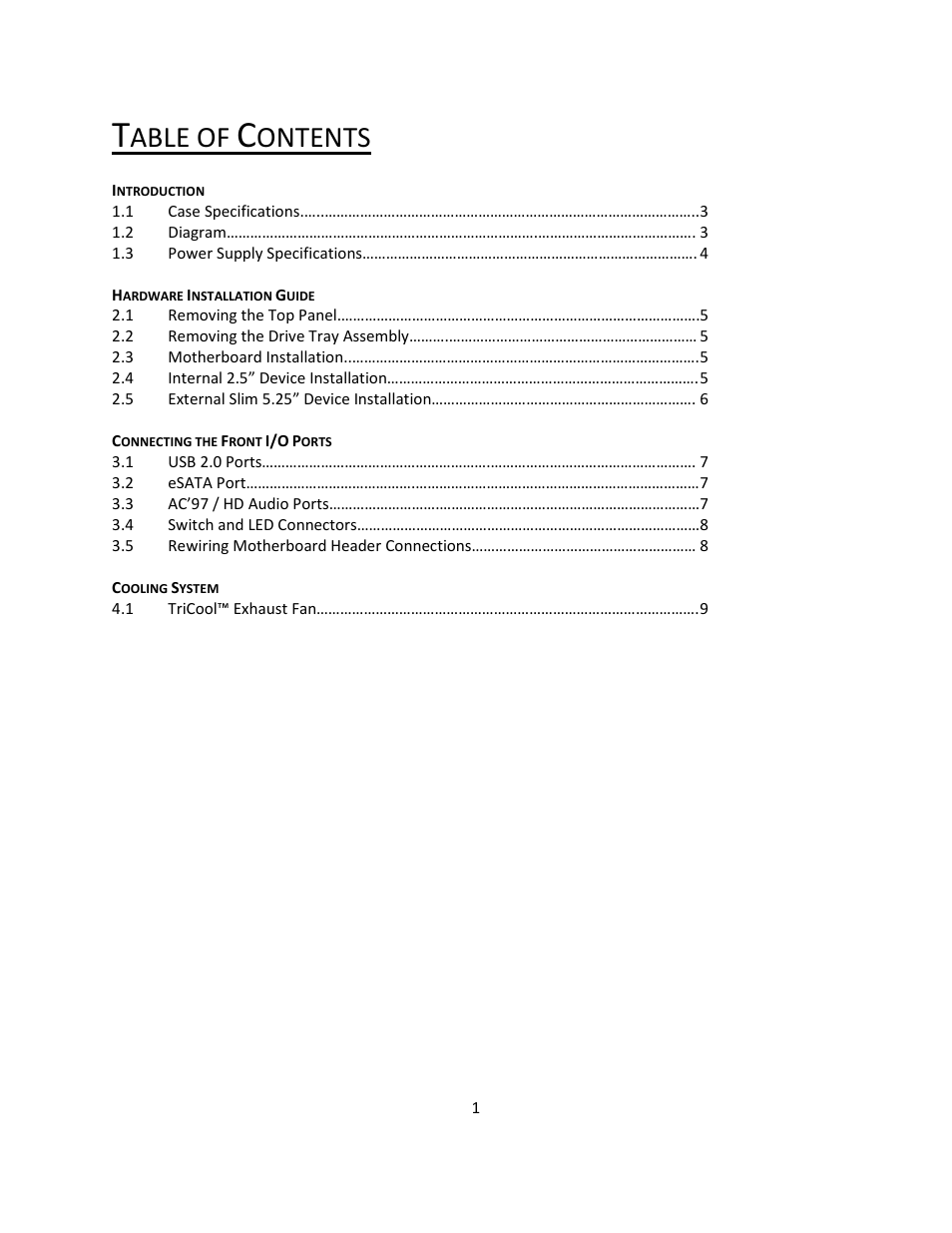 Able of, Ontents | Antec ISK 300-65 User Manual | Page 2 / 11