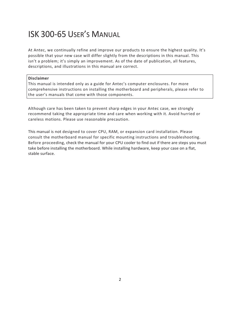 Anual | Antec ISK 300-65 User Manual | Page 3 / 11
