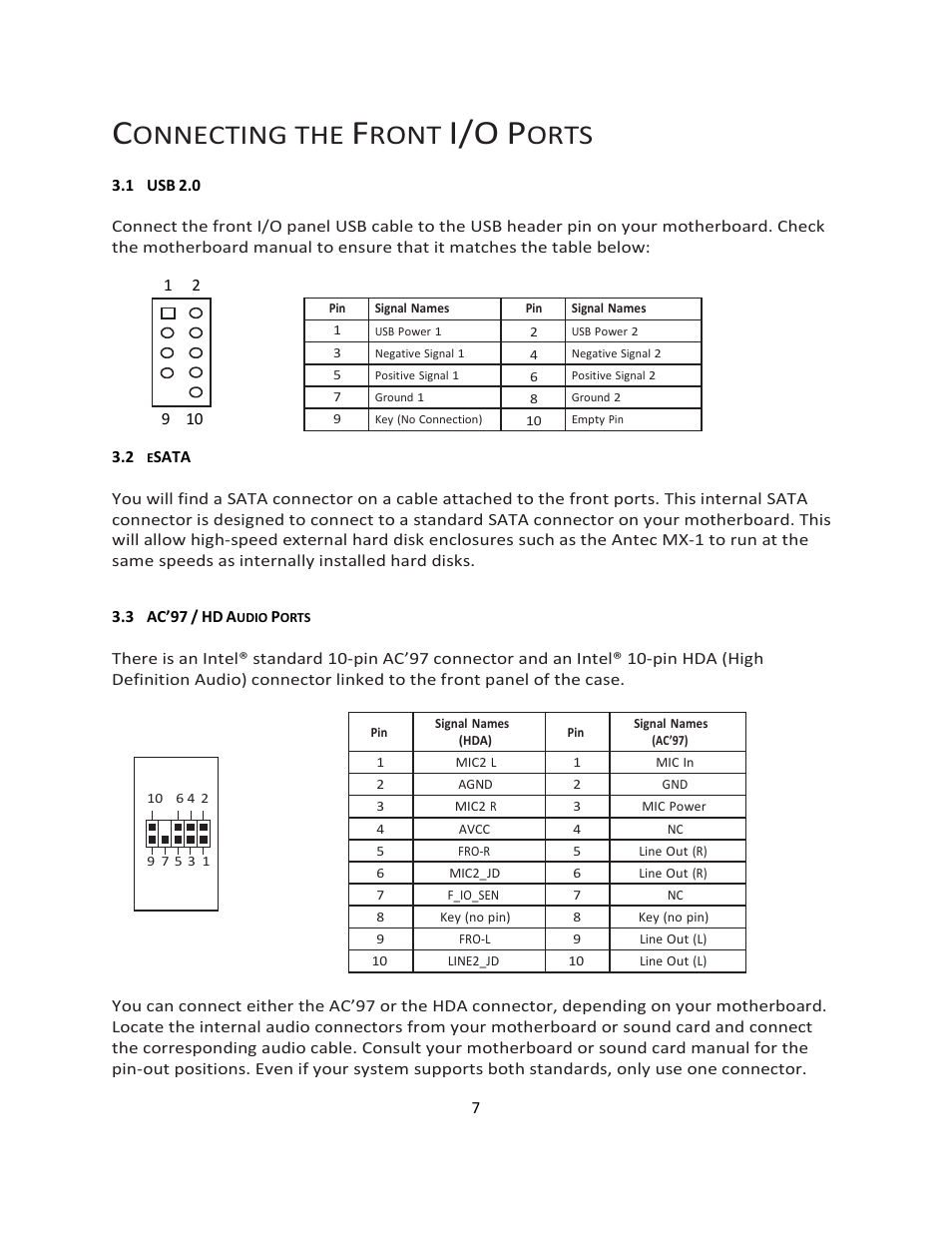Onnecting the, Ront, Orts | Antec ISK 300-65 User Manual | Page 8 / 11