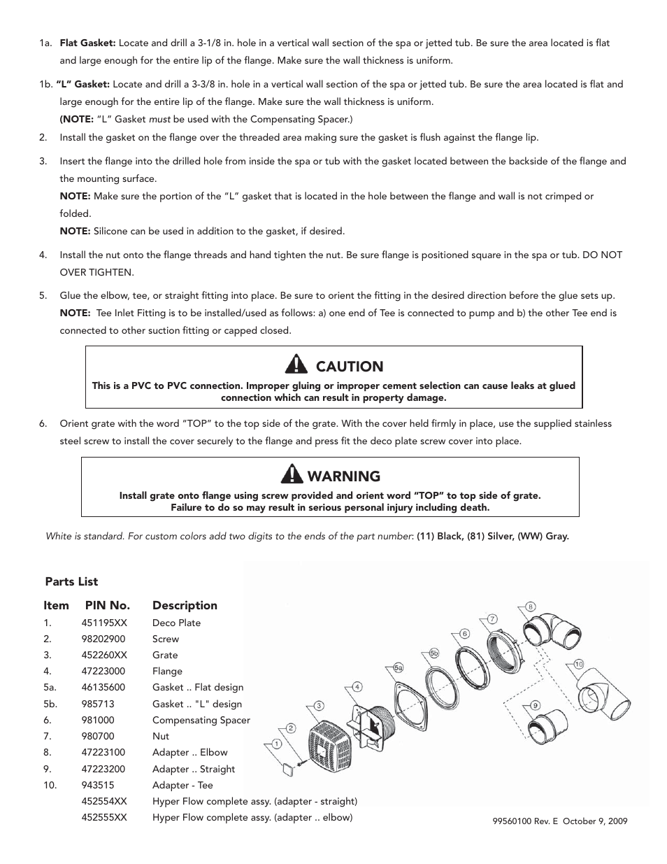 Caution, Warning | Balboa Water Group Hyper Flow Suction User Manual | Page 2 / 2