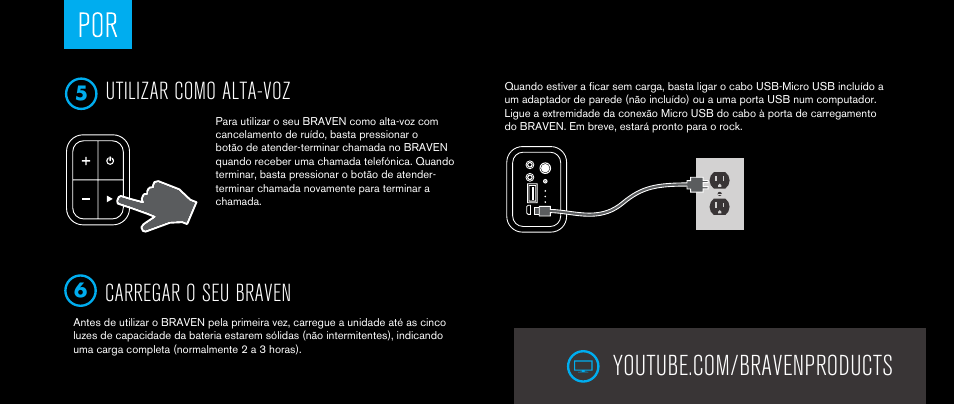 Utilizar como alta-voz, Carregar o seu braven | BRAVEN 705 User Manual | Page 39 / 60