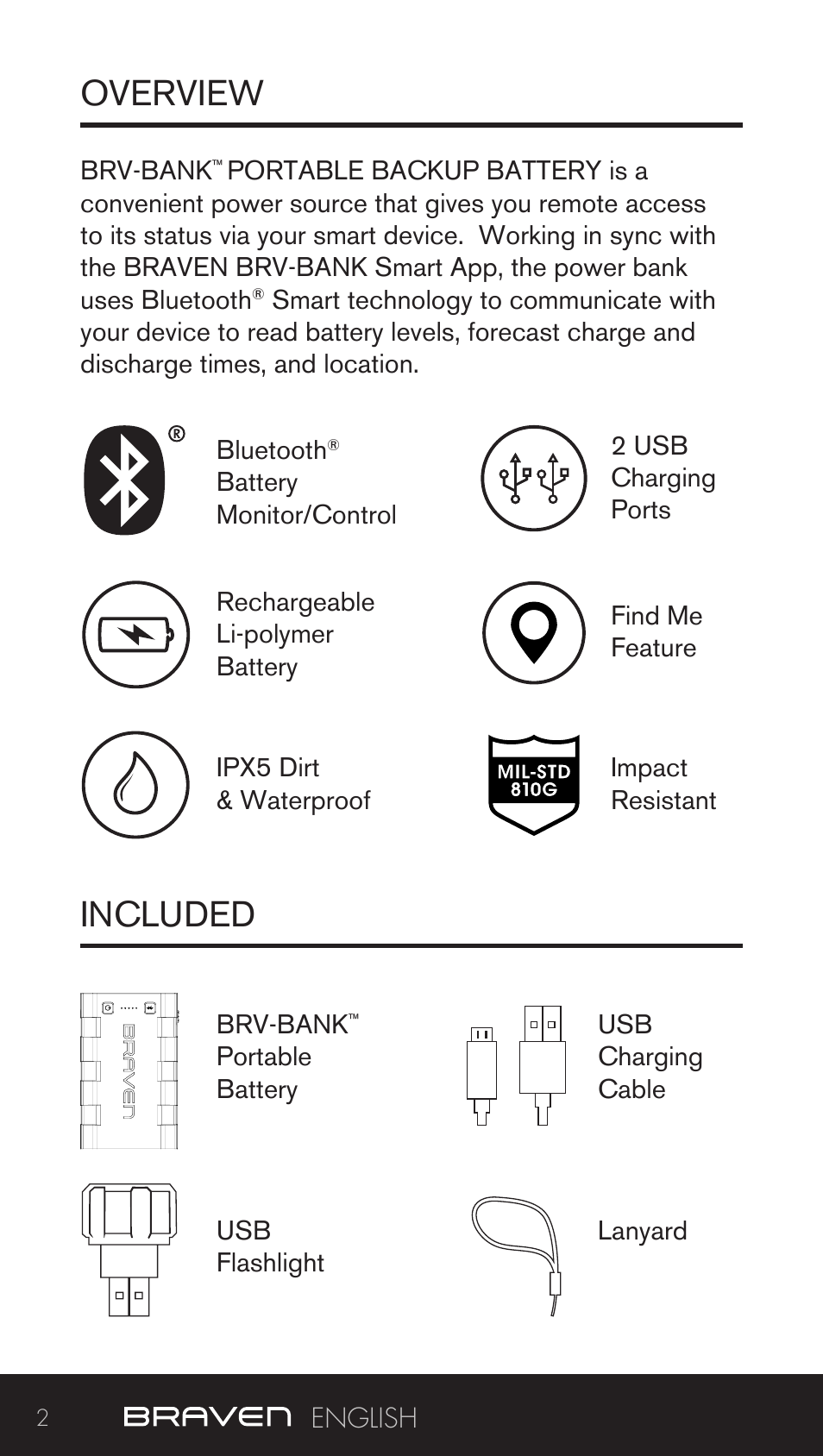 Overview included | BRAVEN BRV-BANK User Manual | Page 2 / 76