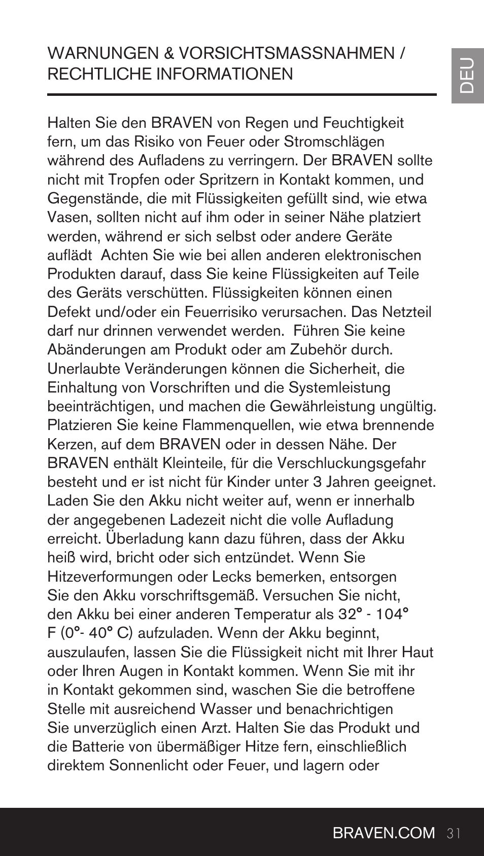 BRAVEN BRV-BANK User Manual | Page 31 / 76