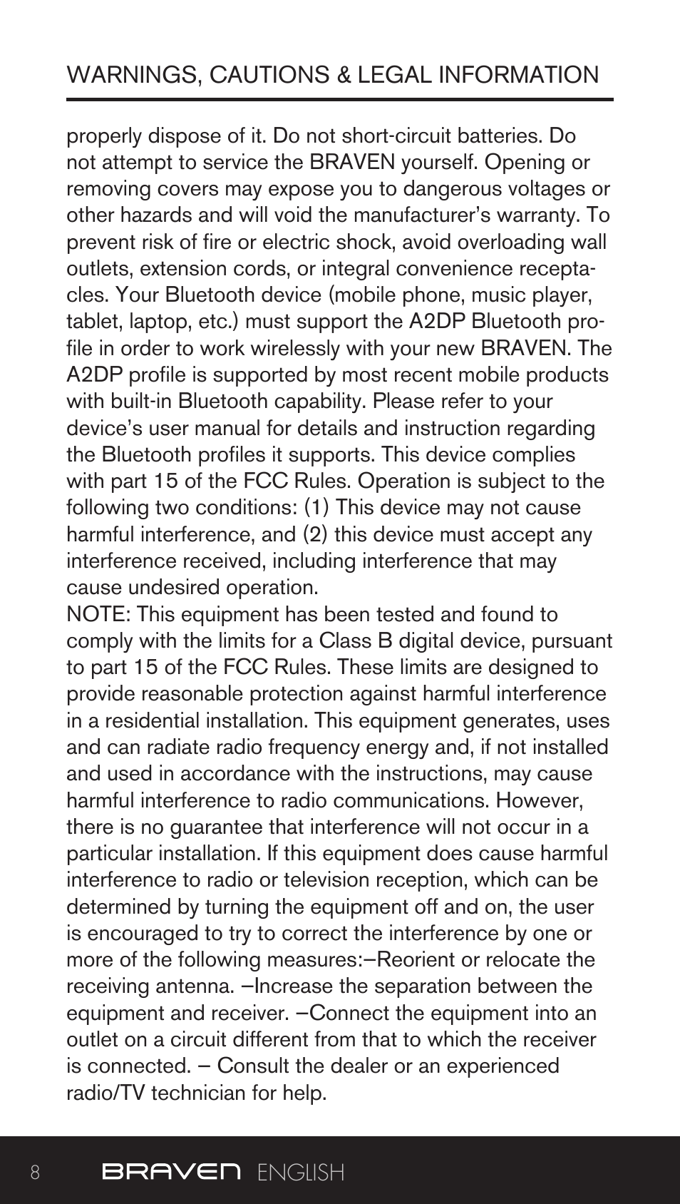 BRAVEN BRV-BANK User Manual | Page 8 / 76