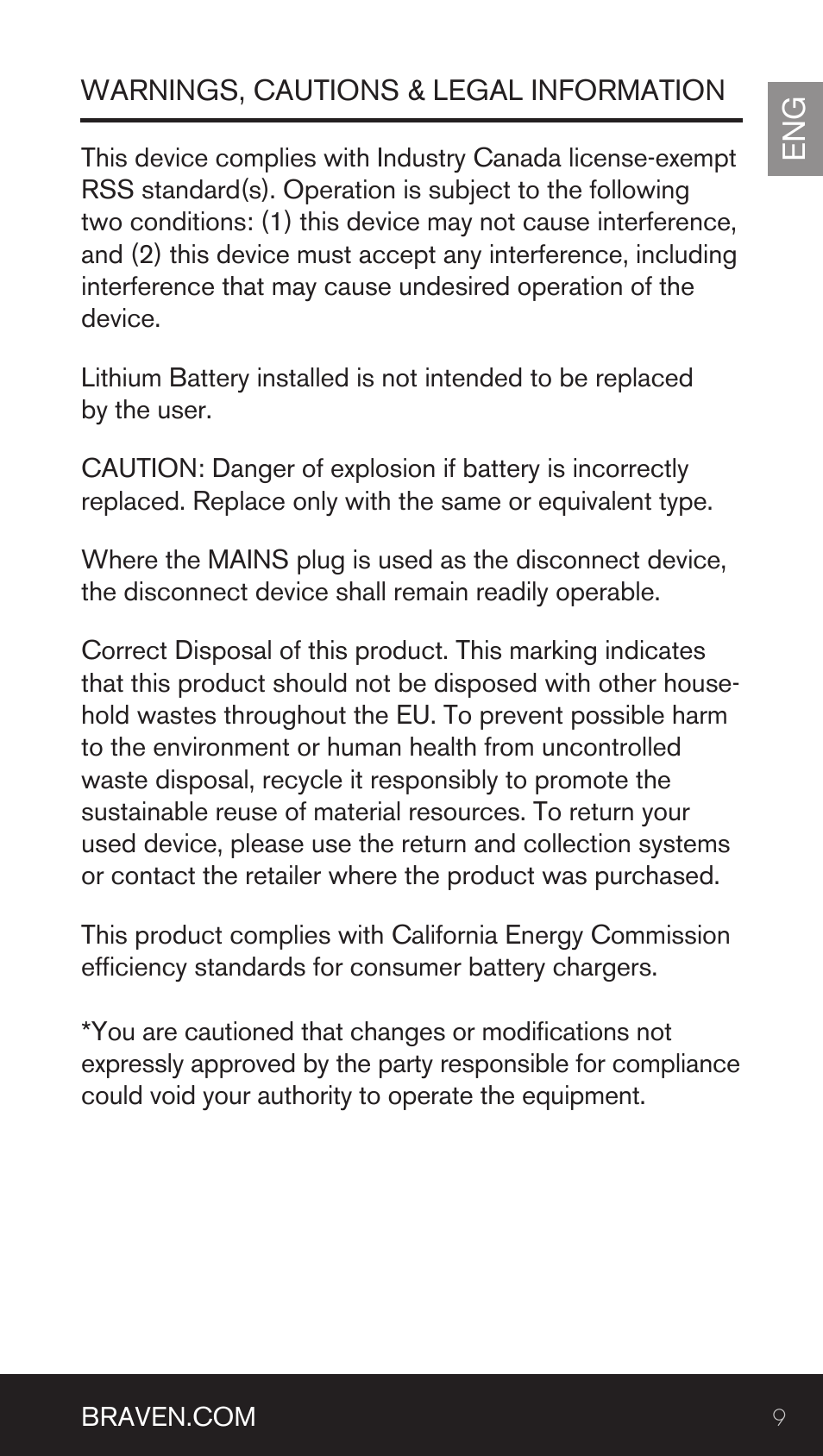 BRAVEN BRV-BANK User Manual | Page 9 / 76