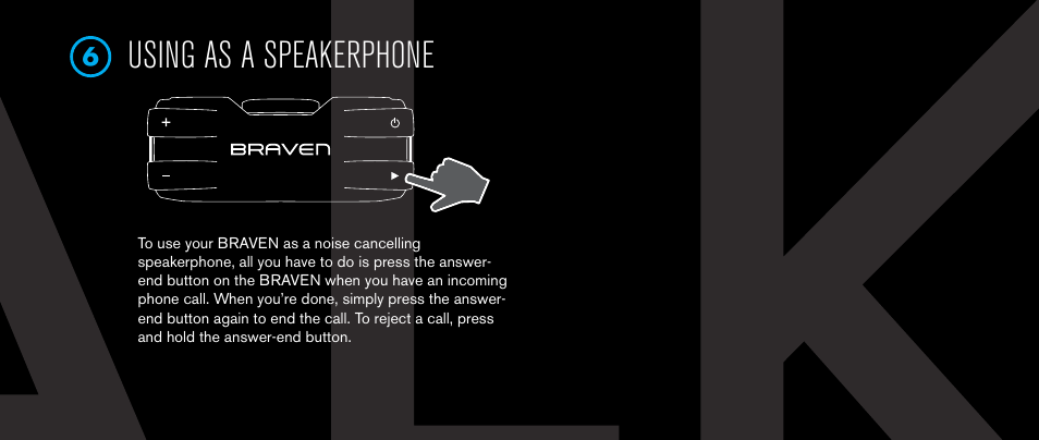 Using as a speakerphone | BRAVEN BRV-X User Manual | Page 11 / 64