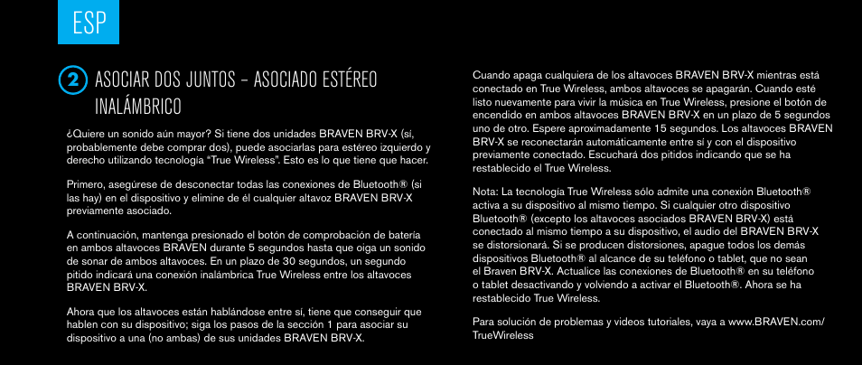 Asociar dos juntos – asociado estéreo inalámbrico | BRAVEN BRV-X User Manual | Page 21 / 64