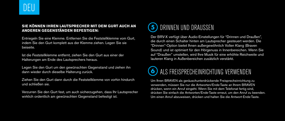 Drinnen und draussen, Als freisprecheinrichtung verwenden | BRAVEN BRV-X User Manual | Page 29 / 64