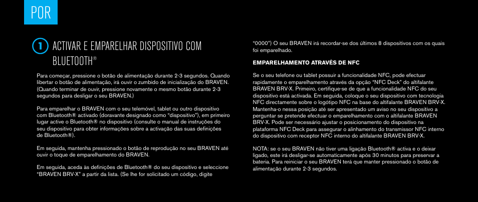 Activar e emparelhar dispositivo com bluetooth | BRAVEN BRV-X User Manual | Page 38 / 64