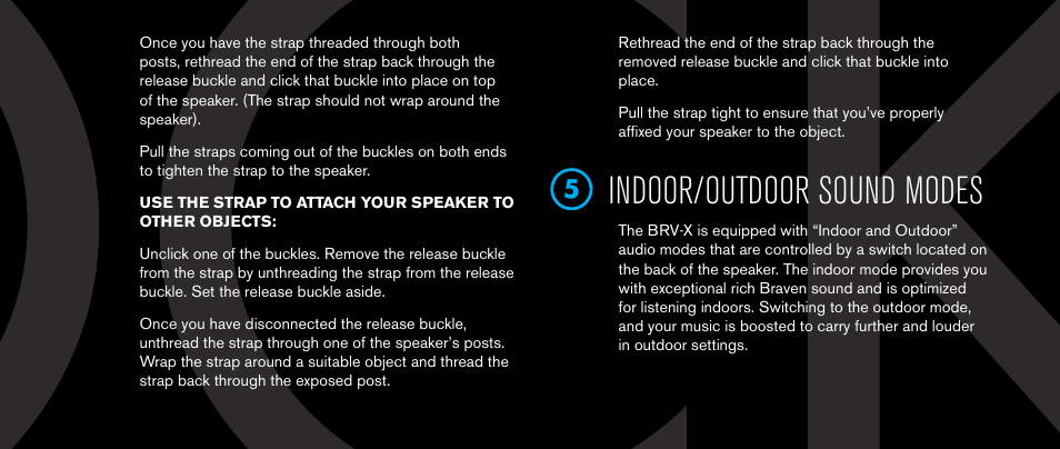 Indoor/outdoor sound modes | BRAVEN BRV-X User Manual | Page 9 / 64