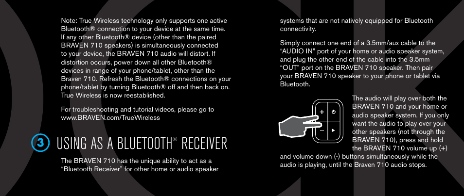 Using as a bluetooth, Receiver | BRAVEN 710 User Manual | Page 7 / 48