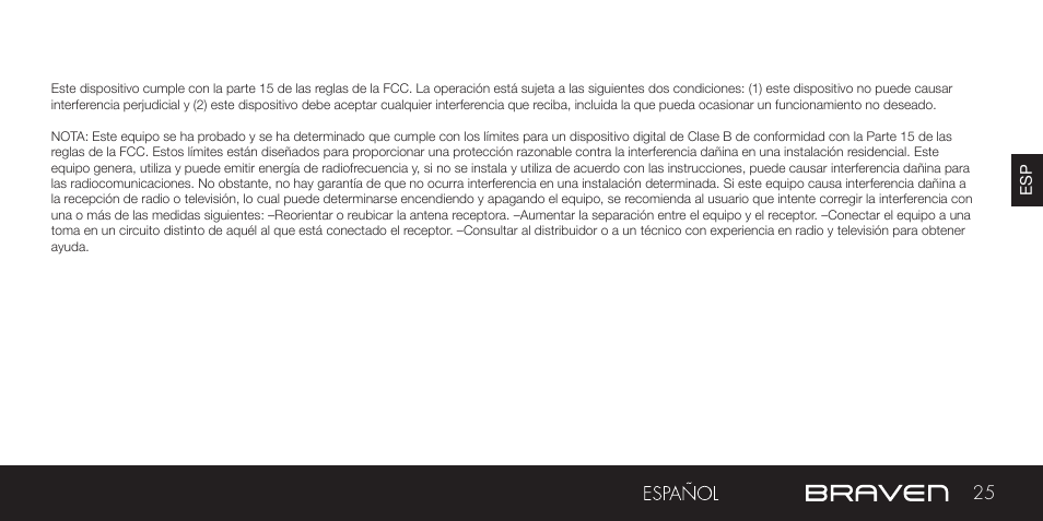 Advertencias y precauciones / información legal | BRAVEN BRV-1 User Manual | Page 25 / 56