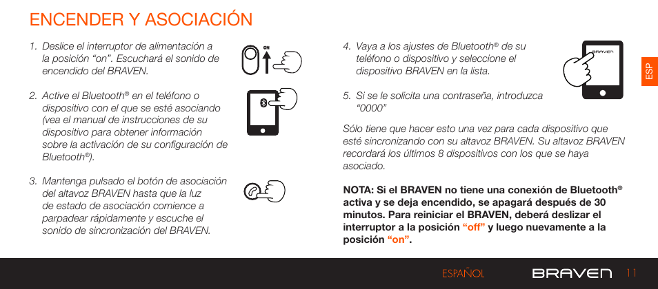 Encender y asociación | BRAVEN 570 User Manual | Page 11 / 38