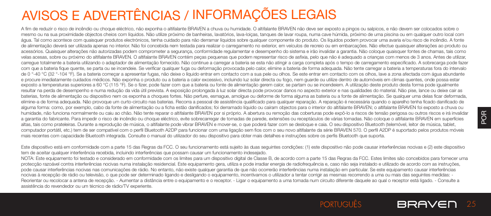 Avisos e advertências / informações legais | BRAVEN 570 User Manual | Page 25 / 38