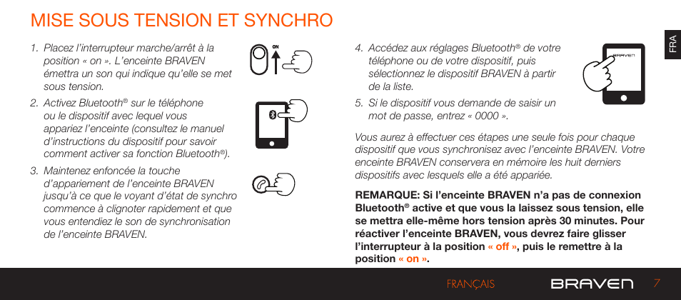 Mise sous tension et synchro | BRAVEN 570 User Manual | Page 7 / 38