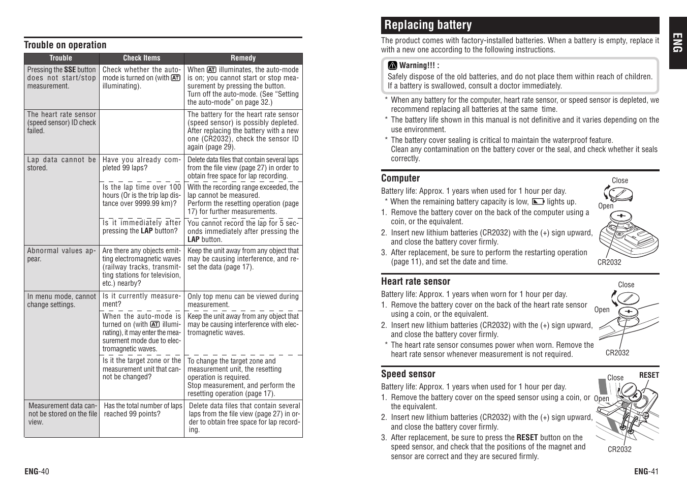 Replacing battery | CatEye CC-TR300TW [V3] User Manual | Page 21 / 23